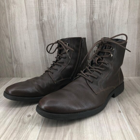 Robert Wayne Ankle Boots Mens 12D Brown Leather Zip Lace Up Boots main image 11
